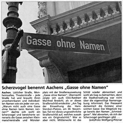 Aachener Zeitung vom 4.1.2001